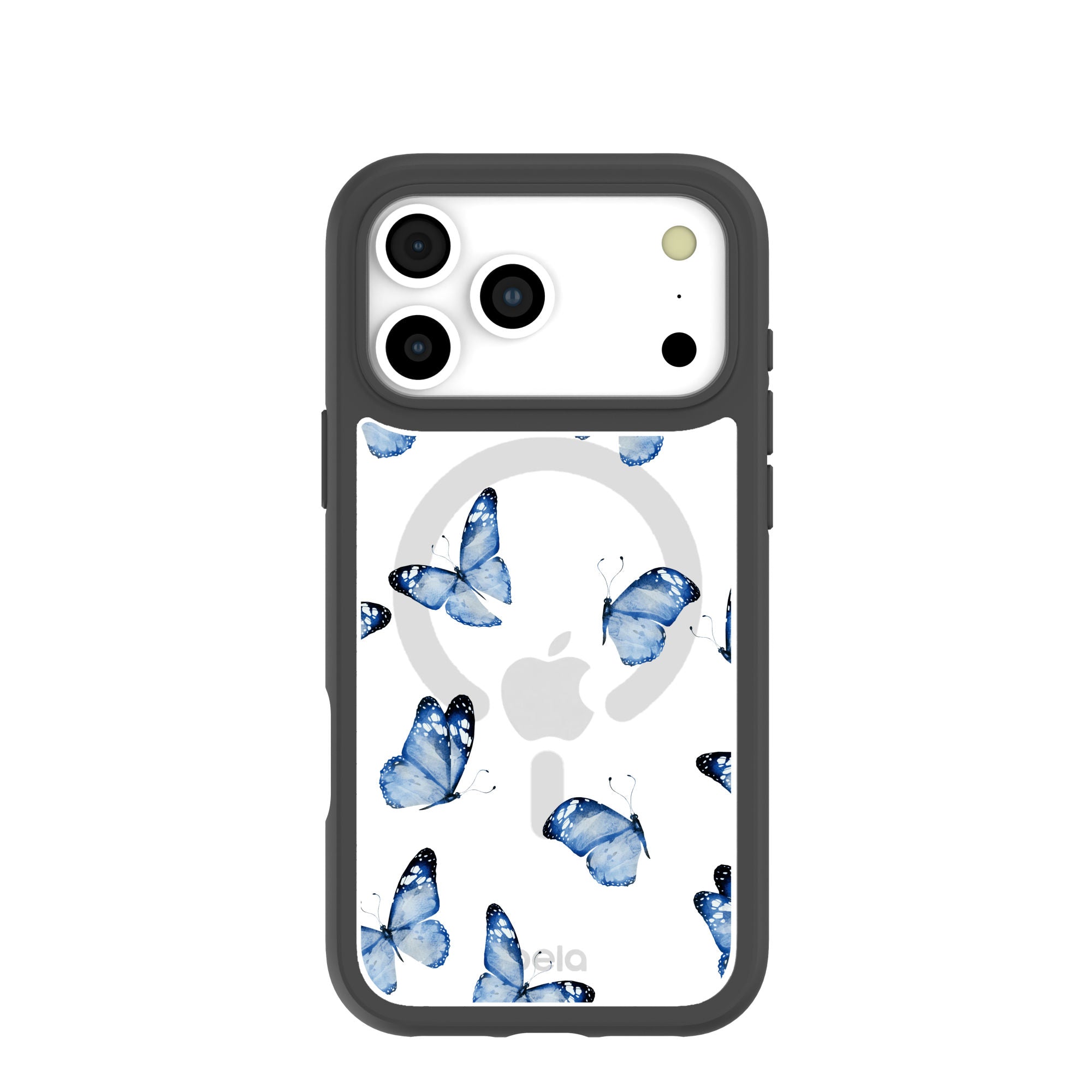 Clear Blue Butterflies iPhone 17 Pro Max Case With Noir Ridge (MagSafe included)
