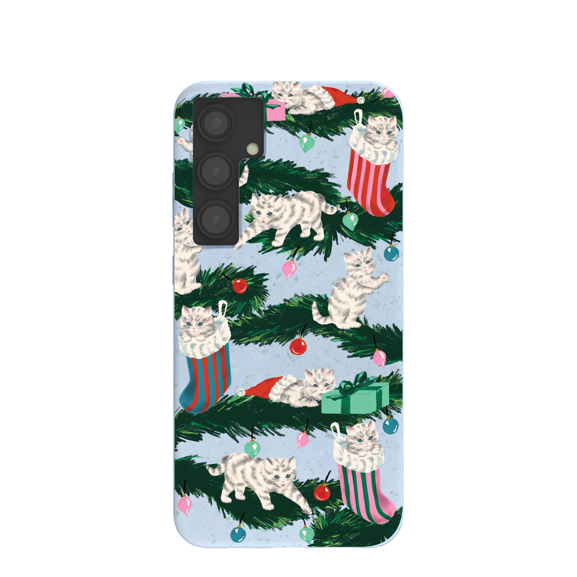 Powder Blue Christmas Kittens Samsung Galaxy S24+(Plus) Case