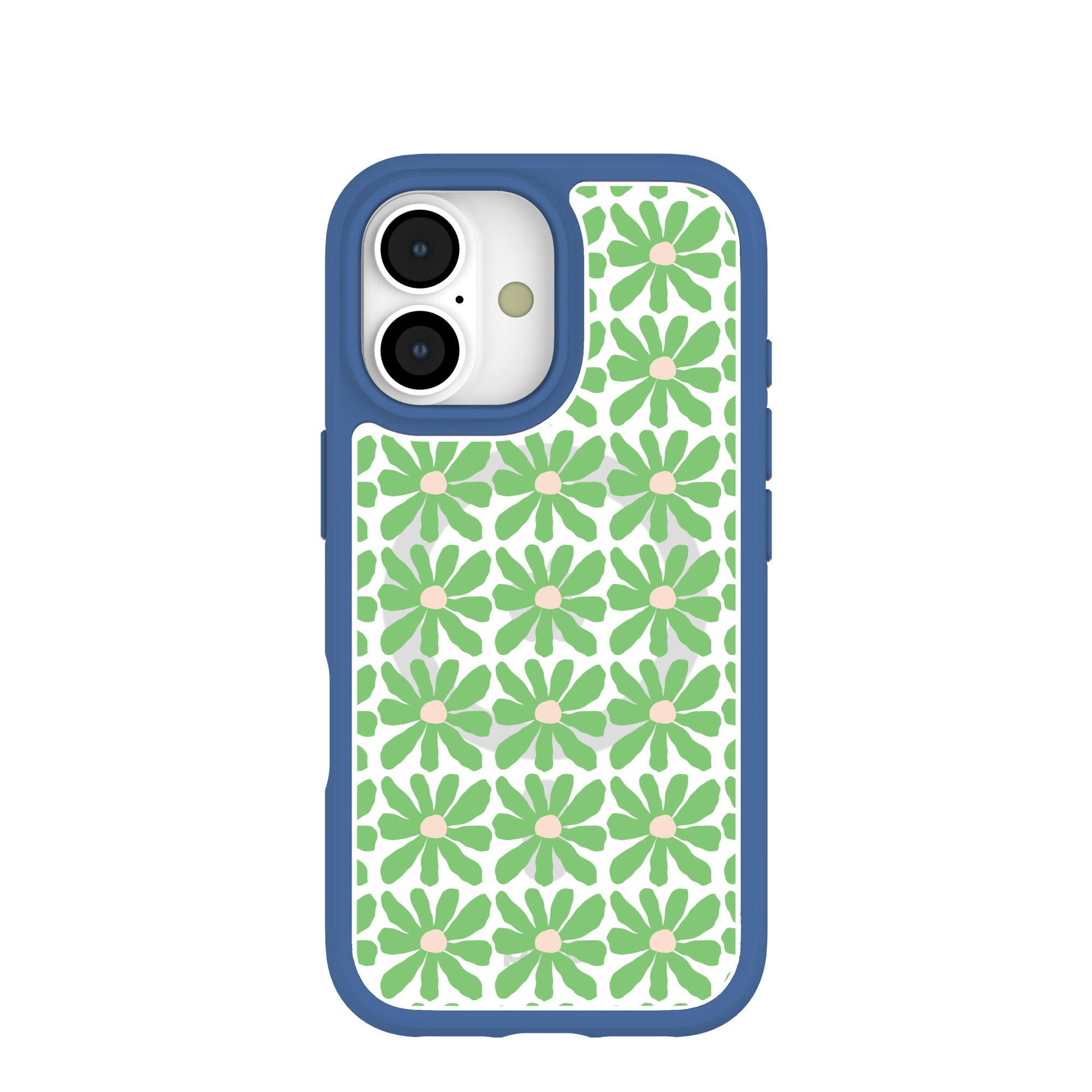 Clear Flower Child iPhone 17 Case With True Blue Ridge (MagSafe included)
