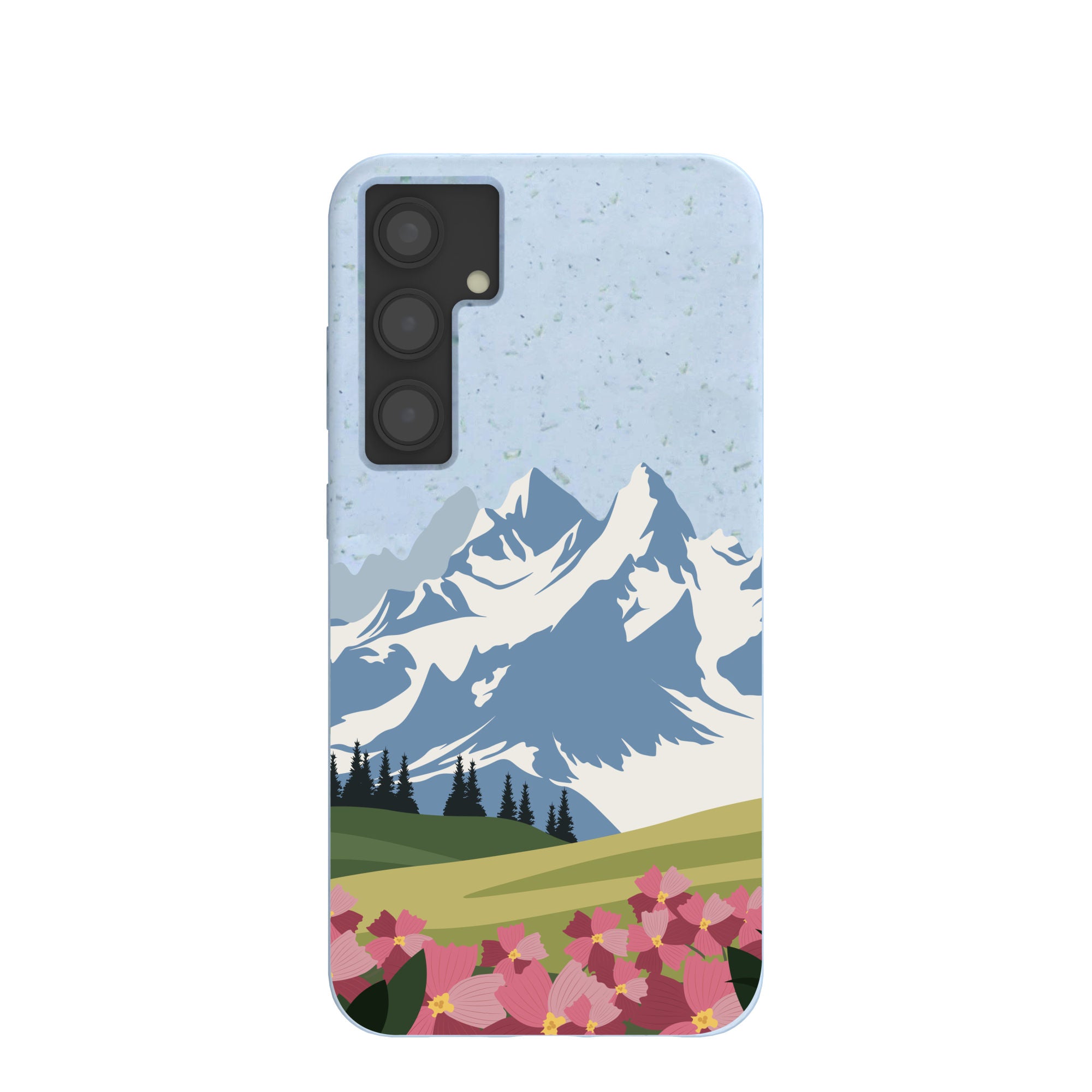 Powder Blue Mountains and Blooms Samsung Galaxy S24+(Plus) Case