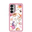 Clear Aqua Dreams Samsung Galaxy S26+(Plus) Case With Petal Pink Ridge (Magnetic Charging included)