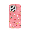 Bubblegum Pink Bees n Berries iPhone 15 Pro Case
