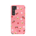 Bubblegum Pink Bees n Berries Samsung Galaxy S24+(Plus) Case
