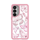 Clear Butterfly Effect Samsung Galaxy S26+(Plus) Case With Petal Pink Ridge (Magnetic Charging included)