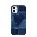 Powder Blue Denim Heart iPhone 16 Plus Case