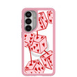 Clear Dicey Cherries Samsung Galaxy S26+(Plus) Case With Petal Pink Ridge (Magnetic Charging included)