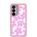 Clear Pink Blooms Samsung Galaxy S26 Case With Petal Pink Ridge (Magnetic Charging included)