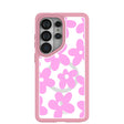 Clear Pink Blooms Samsung Galaxy S26 Ultra Case With Petal Pink Ridge (Magnetic Charging included)