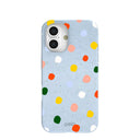 Powder Blue Rainbow Dots iPhone 16 Case