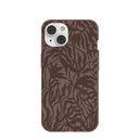 Chocolate Brown Rustic Leaves iPhone 14 Case