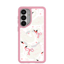 Clear Swan Garden Samsung Galaxy S26+(Plus) Case With Petal Pink Ridge (Magnetic Charging included)