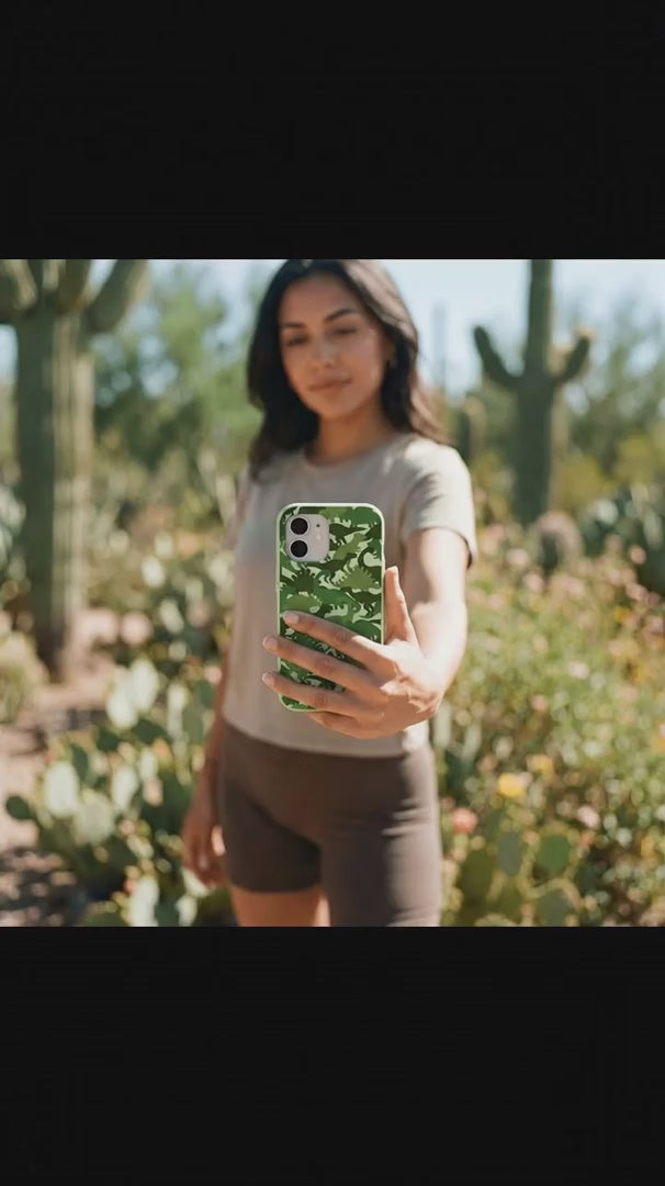 Sage Green Dino Camo iPhone 16 Pro Case - Product video demonstration