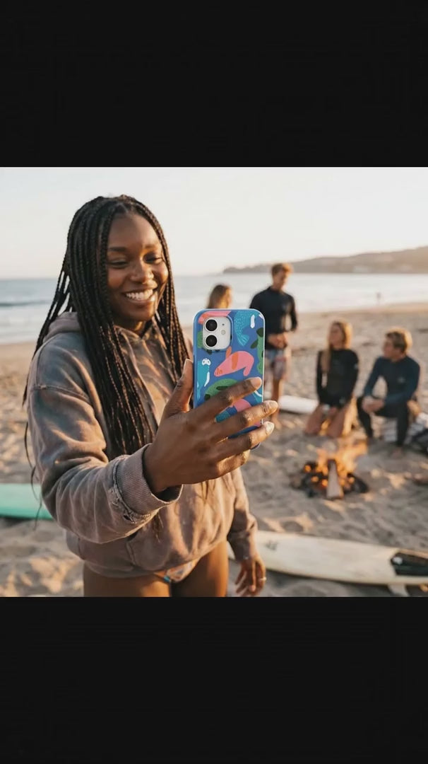 Electric Blue Sea Cows iPhone 15 Case - Product video demonstration