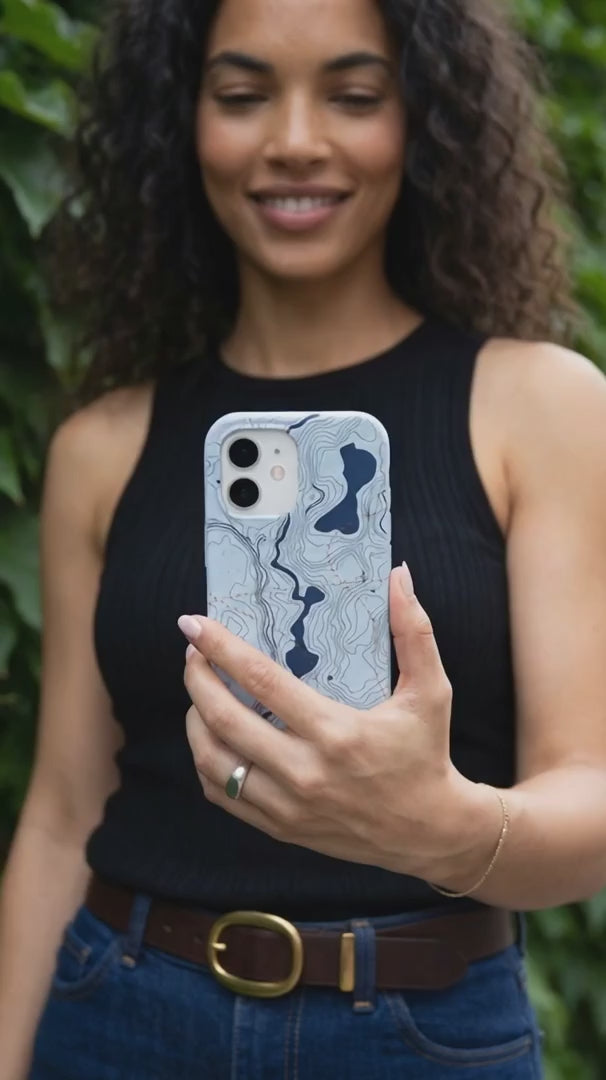 Powder Blue Contour Lines iPhone 15 Case