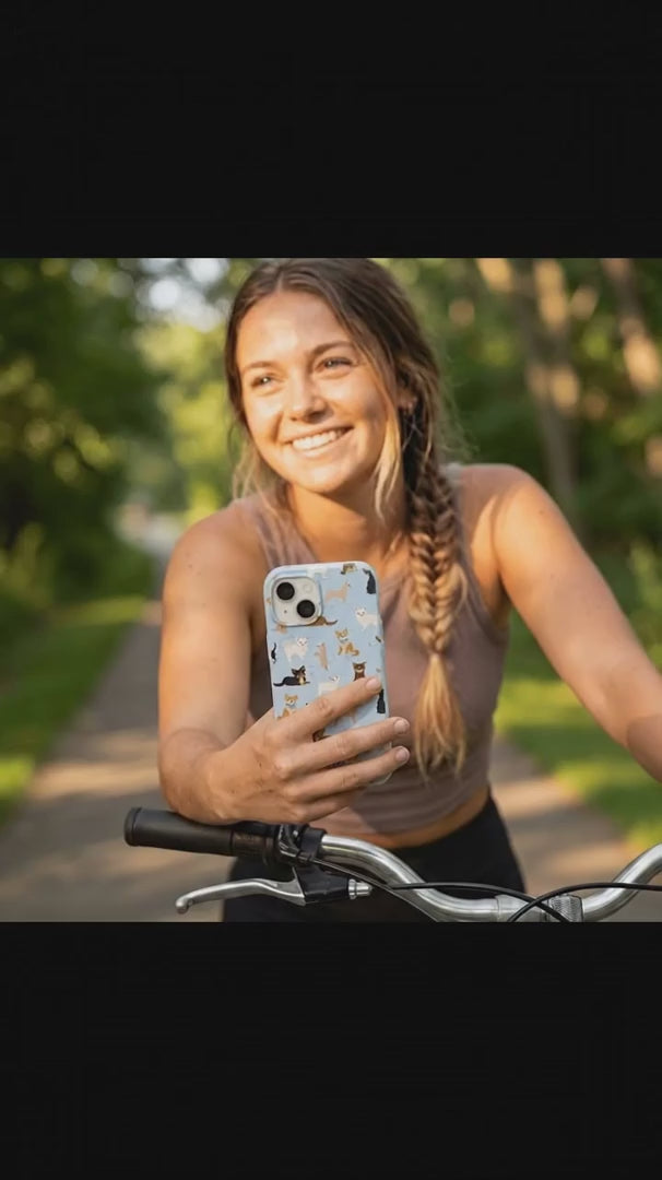 Powder Blue Chihuahua Charms iPhone 15 Case - Product video demonstration