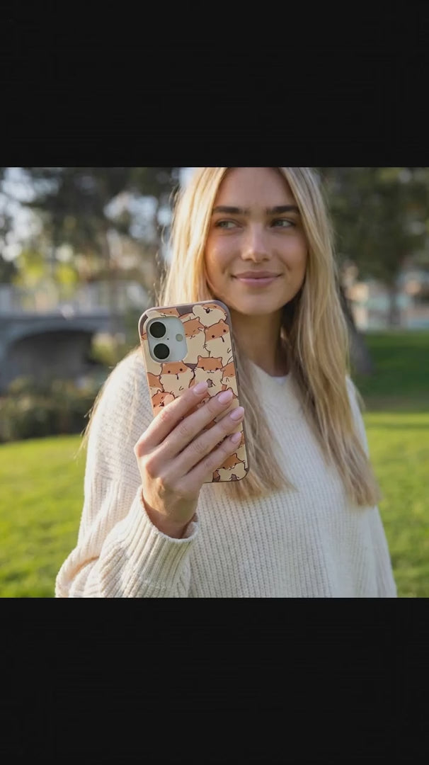 Chocolate Brown Happy Hamsters iPhone 17 Pro Case - Product video demonstration