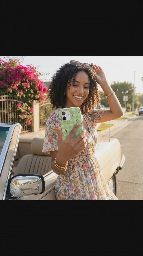 Sage Green Fall Gingham iPhone 15 Case - Product video demonstration