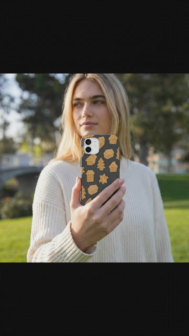 Black Gingerbread Dreams iPhone 17 Case - Product video demonstration