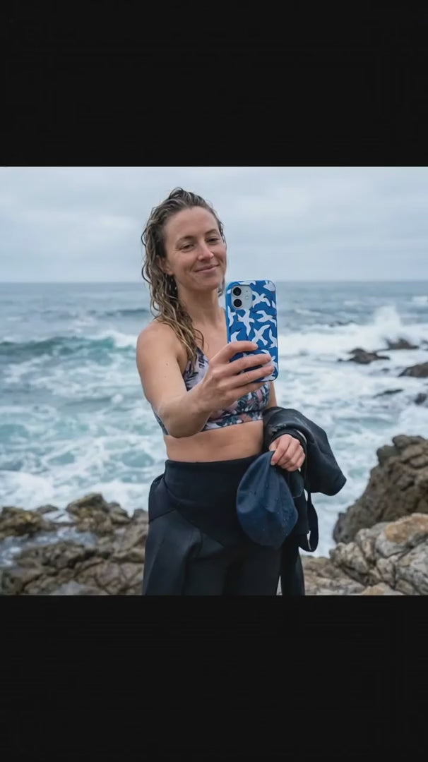 Electric Blue Seagulls iPhone 15 Case - Product video demonstration