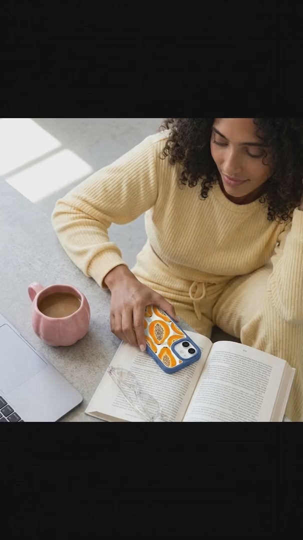 Clear Juicy Papayas iPhone 17 Pro Case With True Blue Ridge (MagSafe included) - Product video demonstration