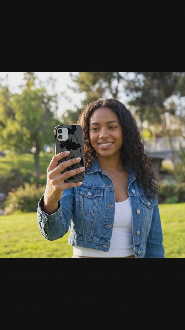 Black Shadow Petals iPhone 17 Case - Product video demonstration