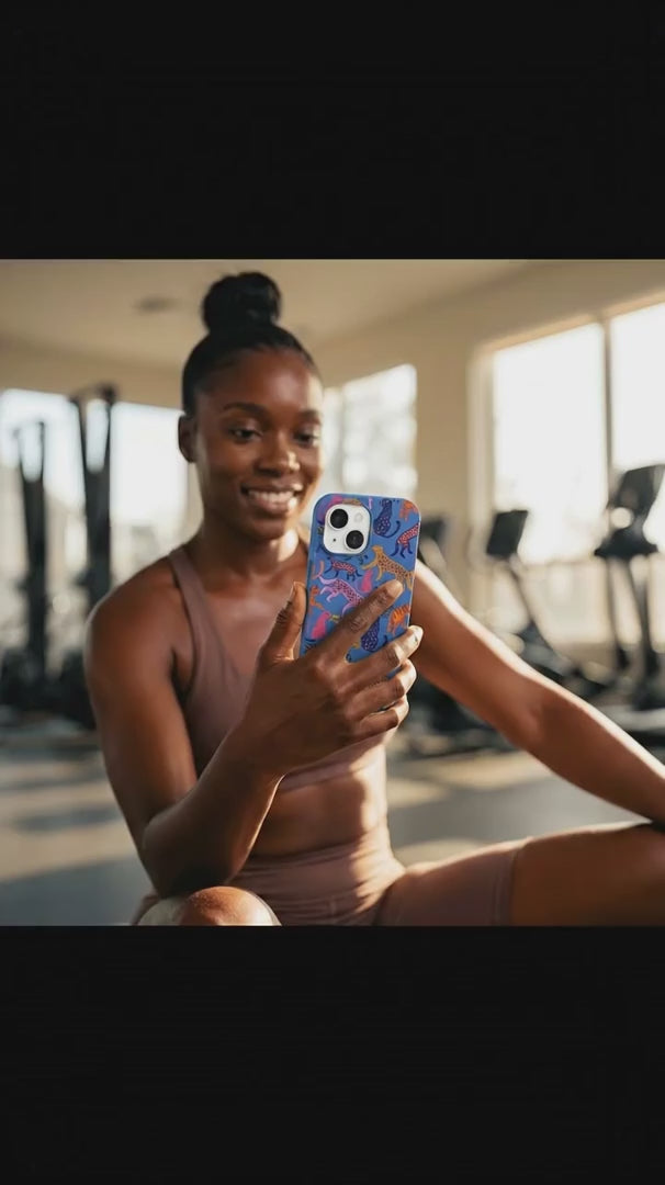 Electric Blue Jungle Cat iPhone 16 Pro Case - Product video demonstration