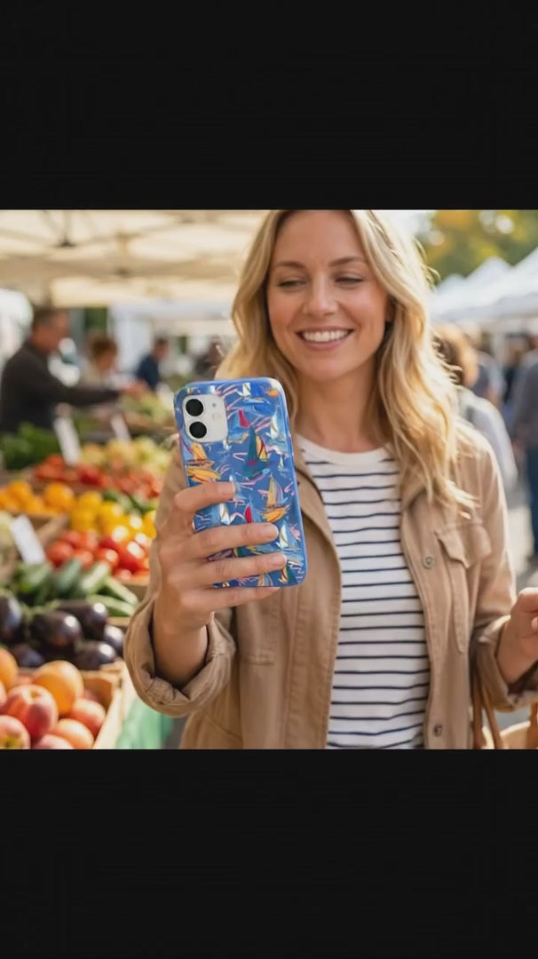 Electric Blue Dockside Dreams iPhone 16 Pro Case - Product video demonstration