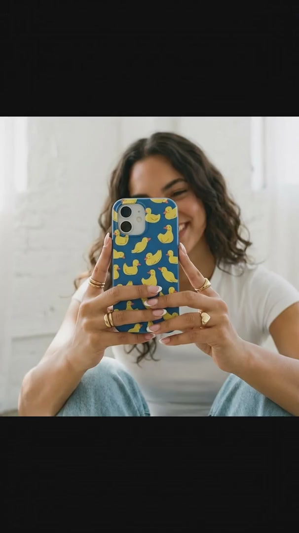 Electric Blue Sunny Ducklings iPhone 16 Pro Max Case - Product video demonstration