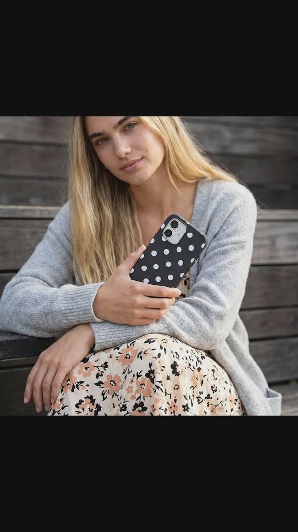 Black Polka Confetti iPhone 16 Case - Product video demonstration