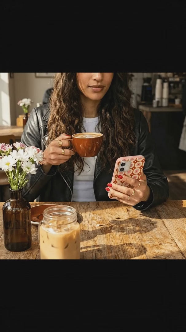 Bubblegum Pink Retro Tiles iPhone 15 Case - Product video demonstration