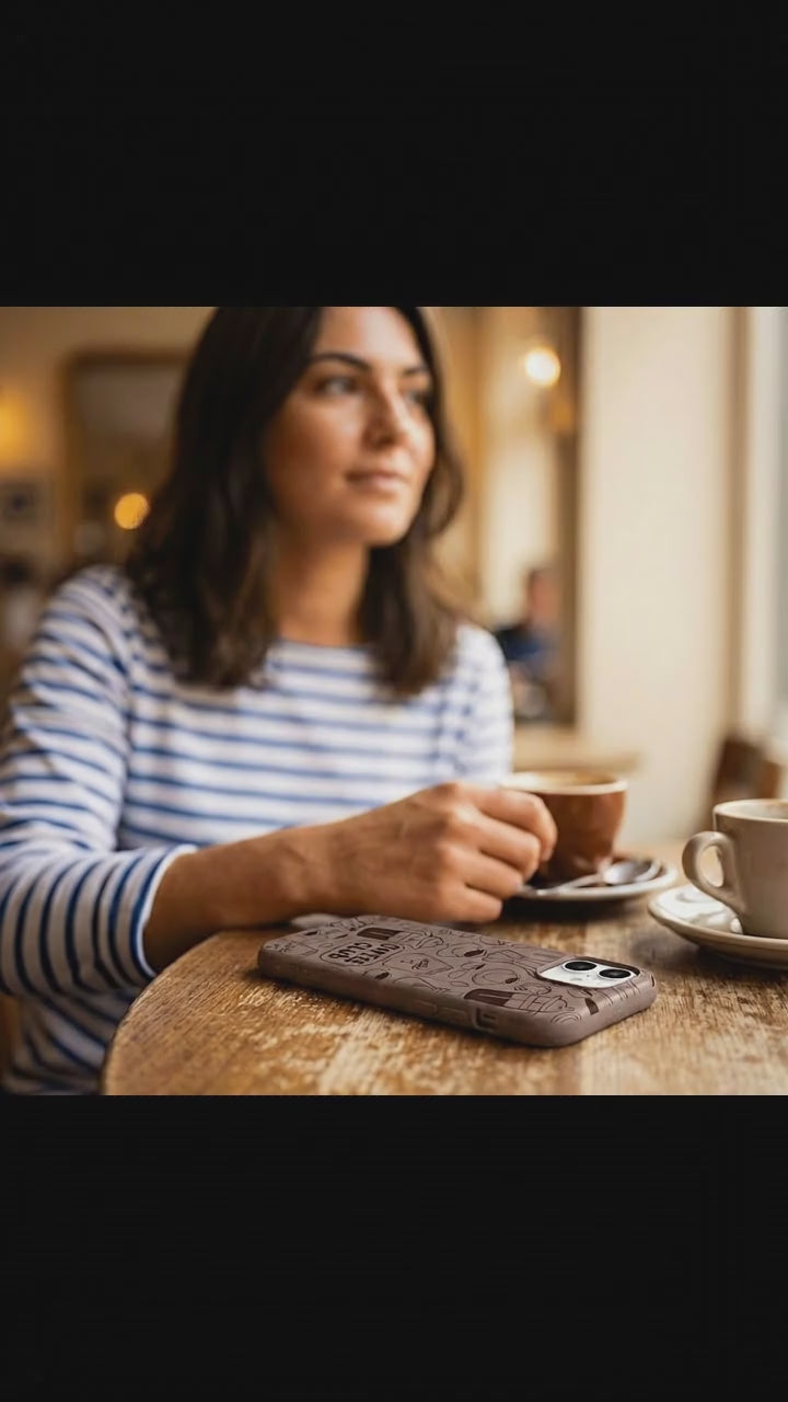 Chocolate Brown Coffee Club iPhone 17 Case - Product video demonstration