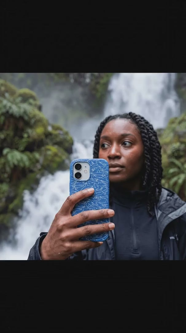 Electric Blue Shark Frenzy iPhone 15 Case - Product video demonstration