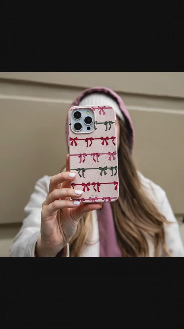 Seashell Holiday Bows iPhone 15 Case - Product video demonstration