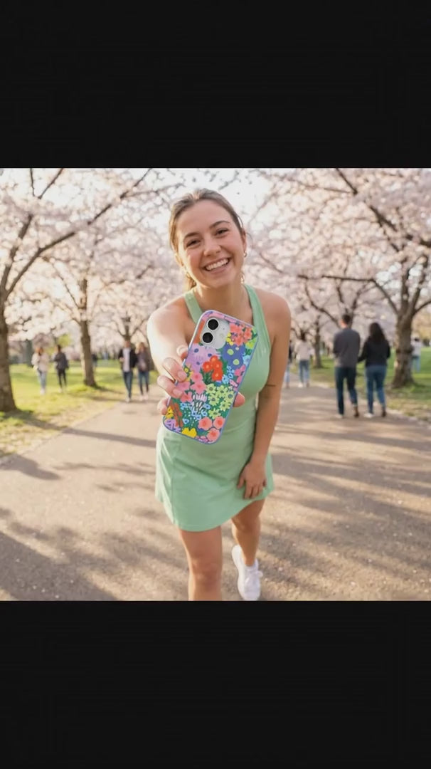 Electric Blue Painted Garden iPhone 16 Case - Product video demonstration