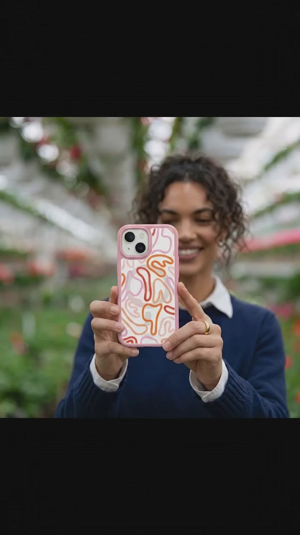 Clear Sweet Doodles iPhone 17 Pro Case With Petal Pink Ridge (MagSafe included) - Product video demonstration