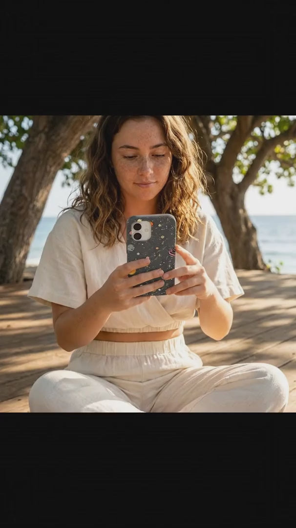 Black Galactic Glow iPhone 15 Case - Product video demonstration