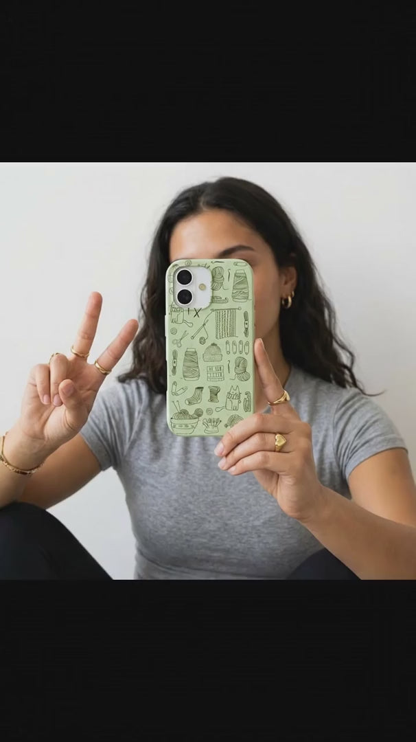 Sage Green Knit Nook iPhone 16 Pro Case - Product video demonstration