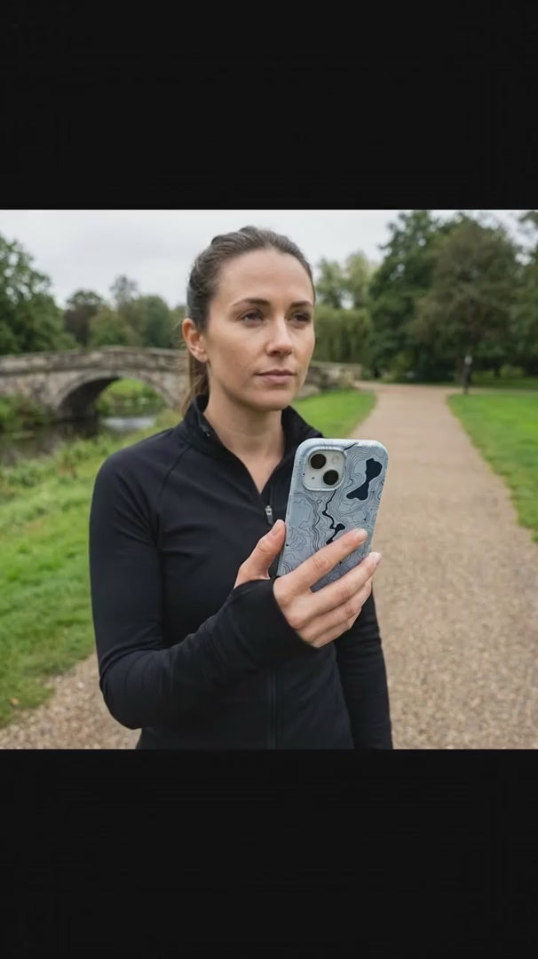 Powder Blue Contour Lines iPhone 16 Pro Max Case - Product video demonstration