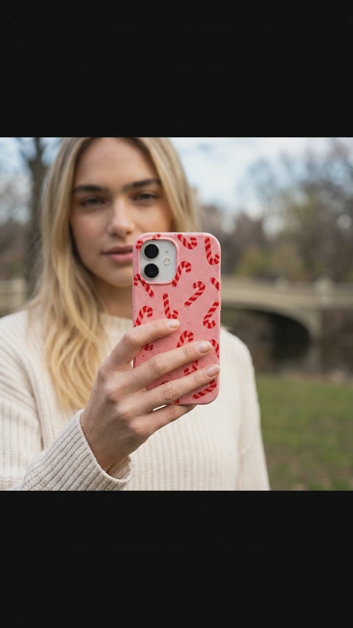 Bubblegum Pink Candy Cane Chaos iPhone 17 Case - Product video demonstration