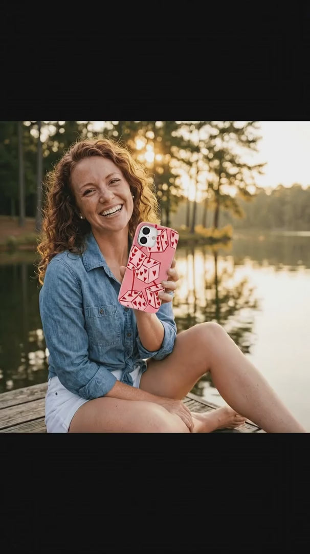 Bubblegum Pink Dicey Cherries iPhone 15 Pro Case - Product video demonstration