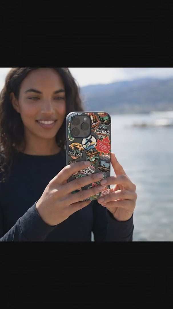 Black Canadian Stickers iPhone 15 Case - Product video demonstration