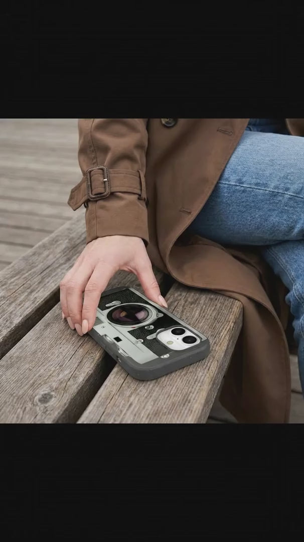 Black Vintage Camera iPhone 15 Pro Case - Product video demonstration