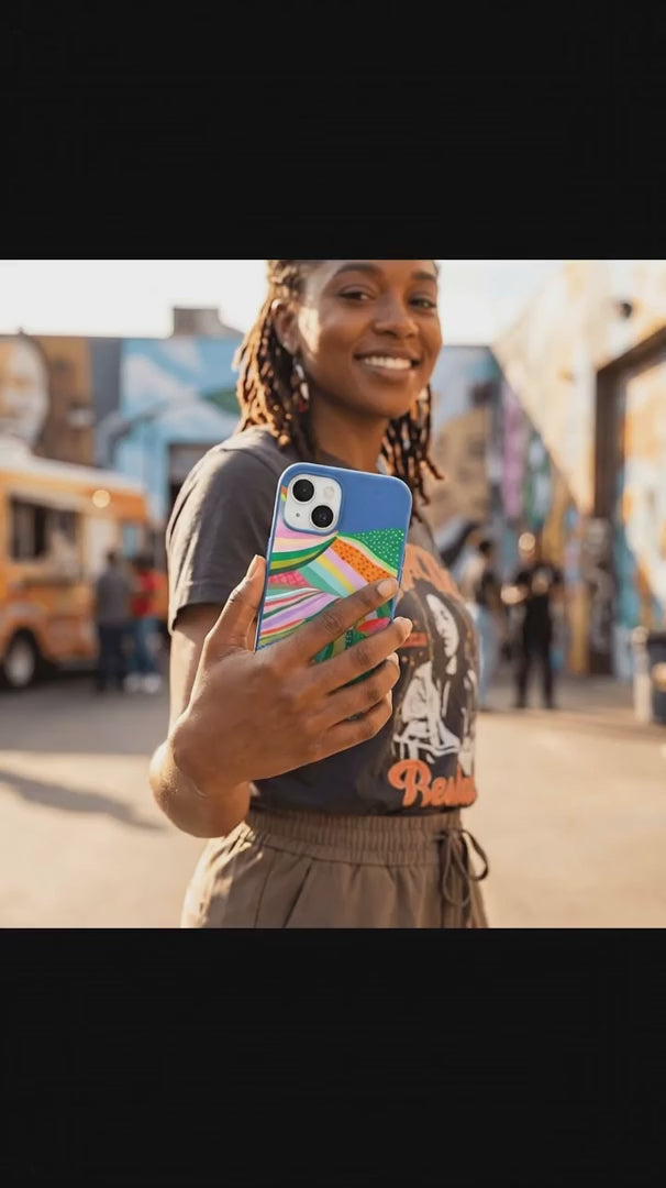 Electric Blue Bloomstatic iPhone 15 Case - Product video demonstration