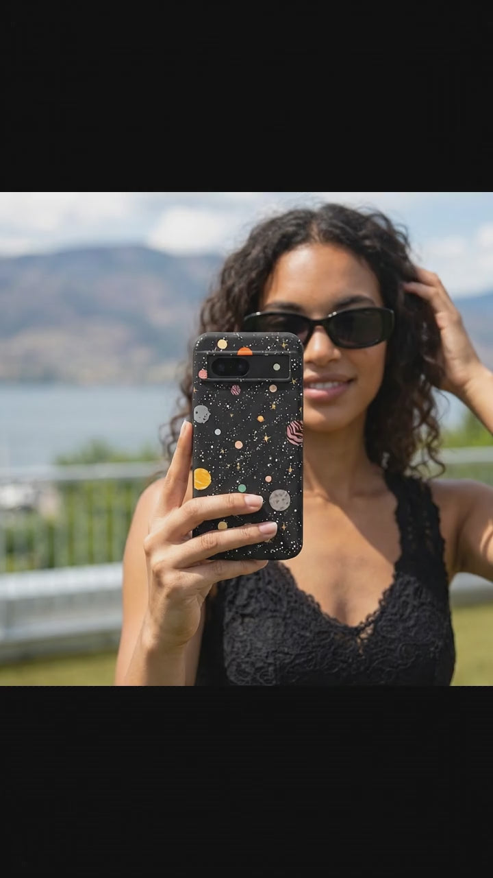 Black Galactic Glow Google Pixel 8a Case - Product video demonstration