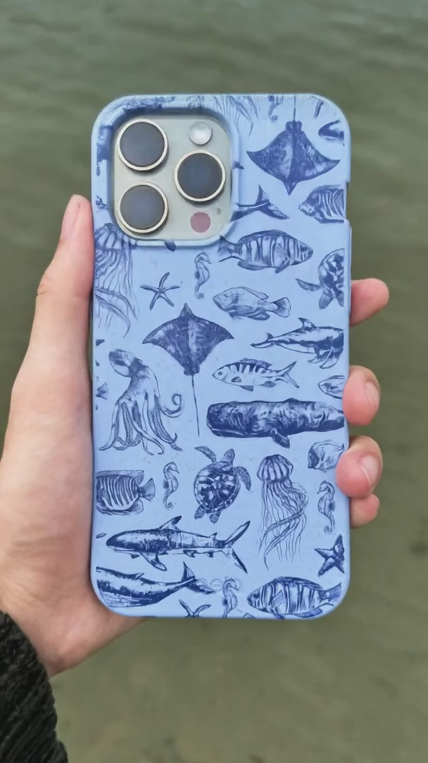 Powder Blue Marine Life iPhone 13 Pro Max Case