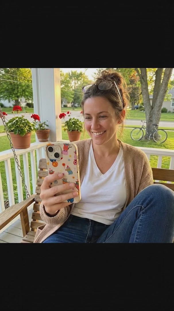 Seashell Cat Clowns iPhone 15 Case - Product video demonstration