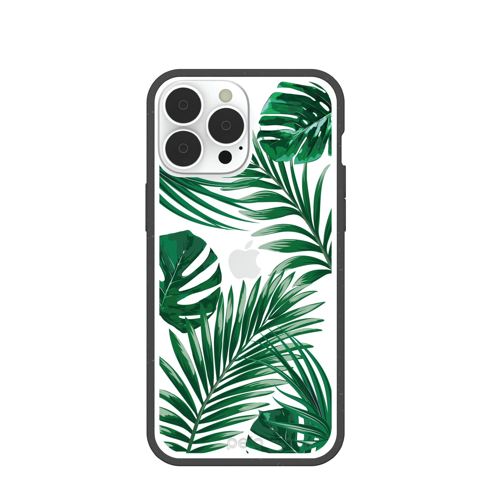 Clear Tropical Leaves iPhone 13 Pro Max Case With Black Ridge Pela Case